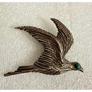 Vintage Mexico Sterling Silver Bird pin Turquoise Eye